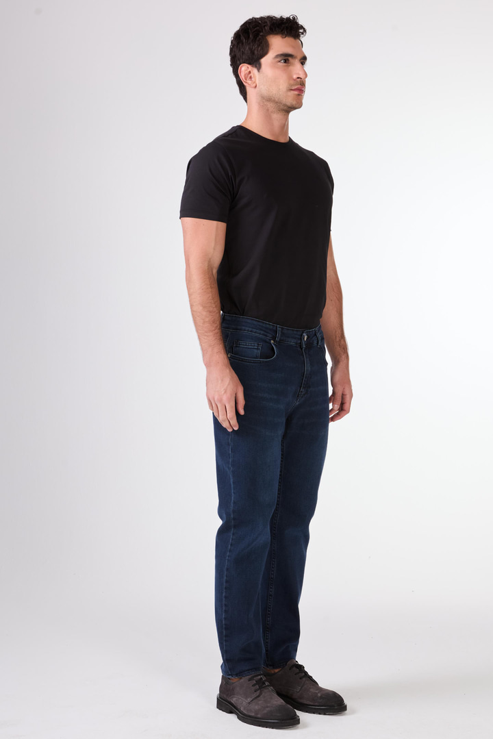 M.Lacivert Slim Fit Erkek Denim Pantolon