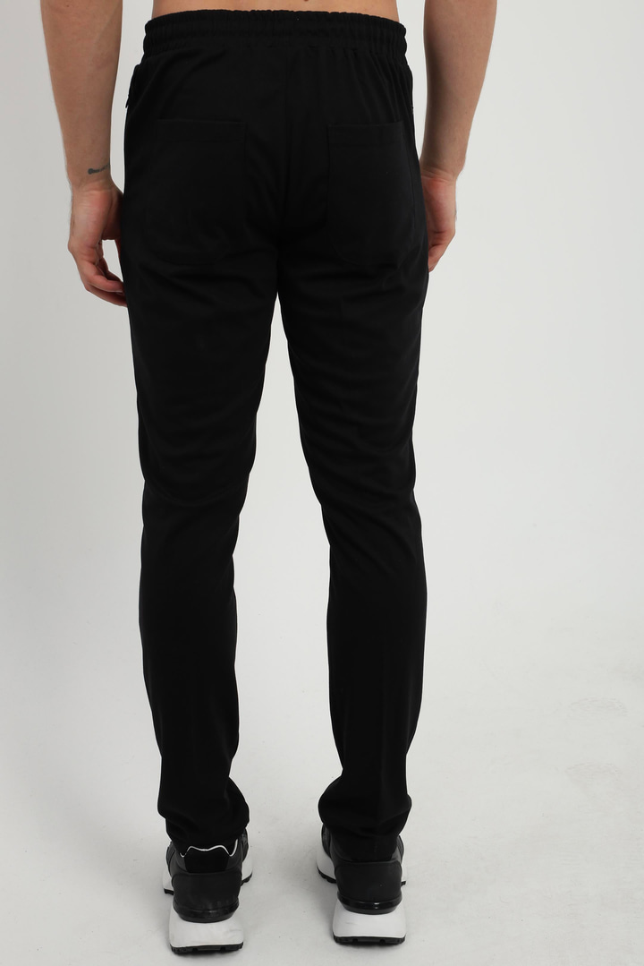 Siyah Nervür Dikişli Erkek Slim Fit Jogger Pantolon