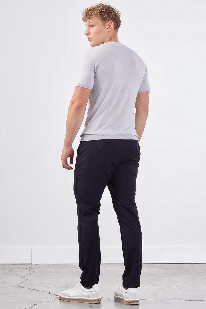Açık Gri O Yaka Düz Renk Kısa Kollu Slim Fit Triko T-shirt