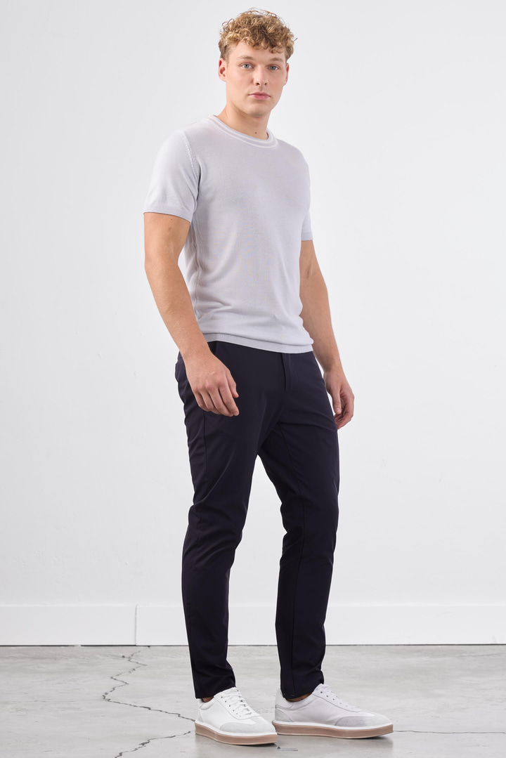 Açık Gri O Yaka Düz Renk Kısa Kollu Slim Fit Triko T-shirt