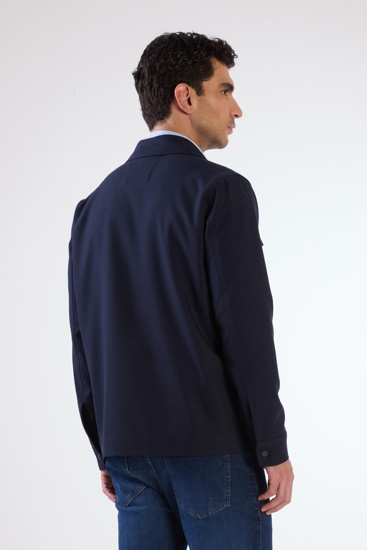 Lacivert Çıtçıt Kapamalı Cepli Overshirt Gömlek
