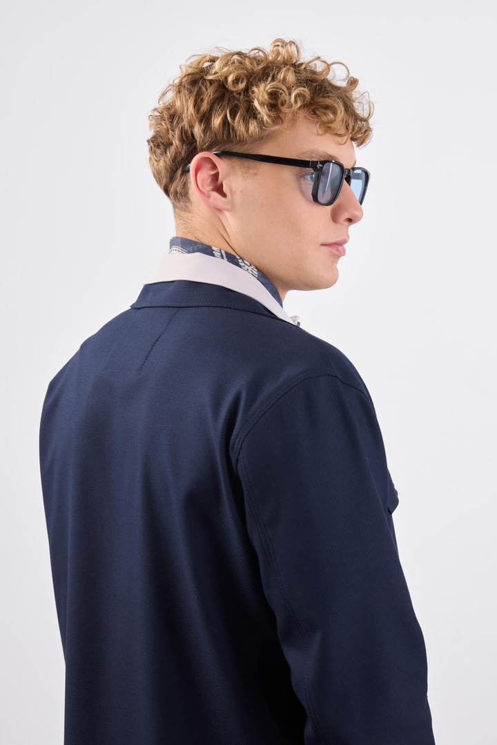 Lacivert Çıtçıt Kapamalı Cepli Overshirt Gömlek