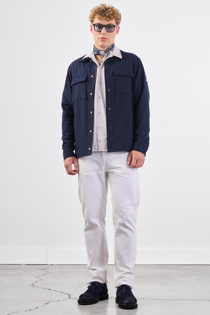 Lacivert Çıtçıt Kapamalı Cepli Overshirt Gömlek