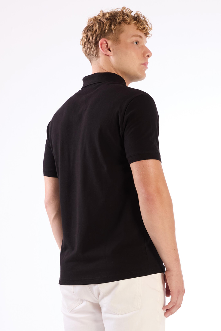 Erkek Slim Fit Polo Yaka Siyah T-Shirt