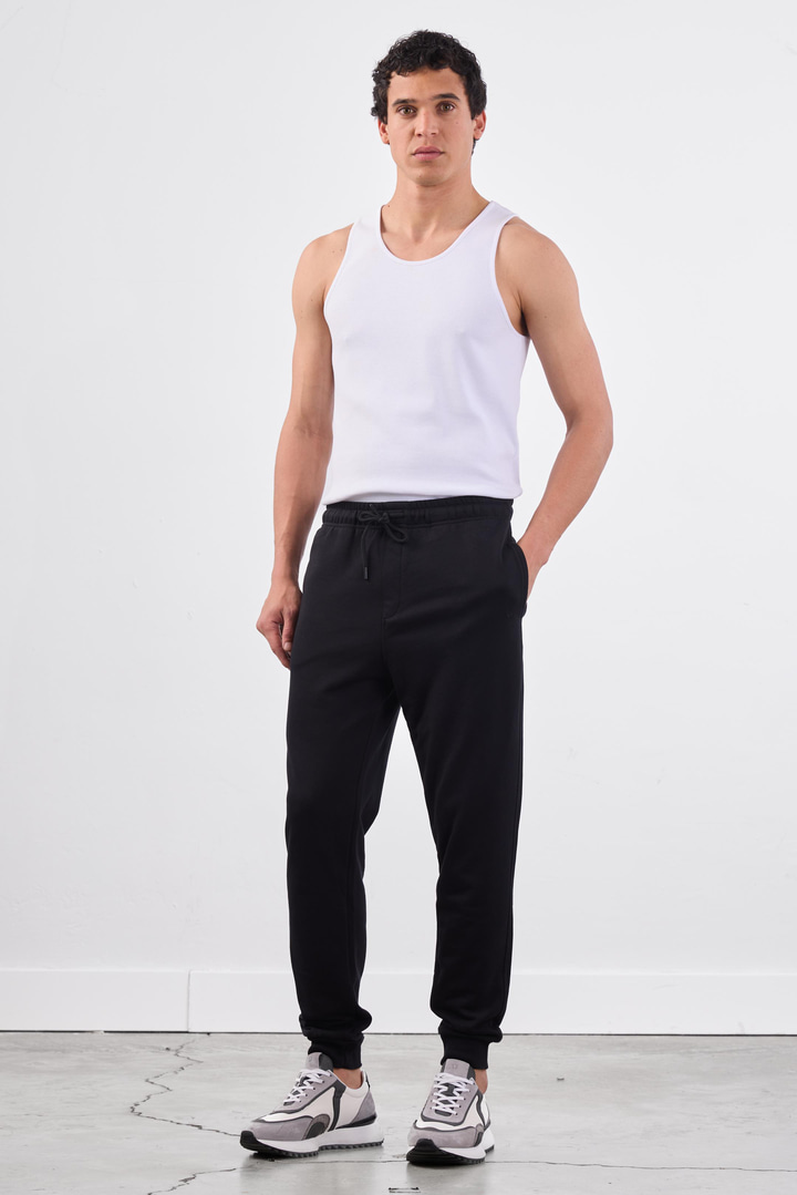 Erkek Regular Fit Siyah Eşofman Altı