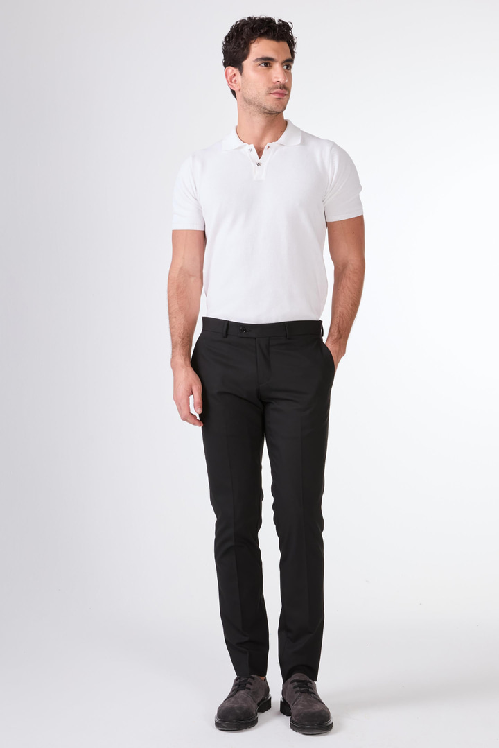 Siyah Erkek Slim Fit Düz Pantolon 