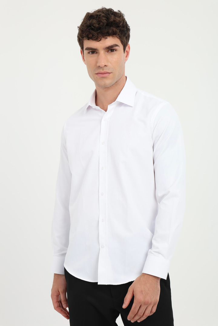 Beyaz Klasik Yaka Slim Fit Gömlek 