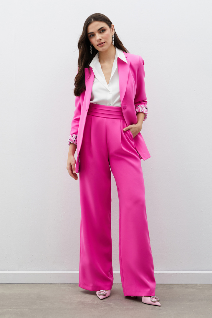 Bel Detaylı Cepli Pantolon - PEMBE
