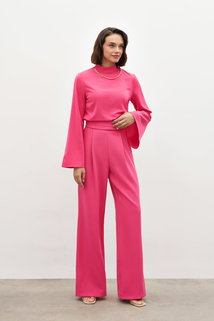 Bel Detaylı Pantolon - PEMBE