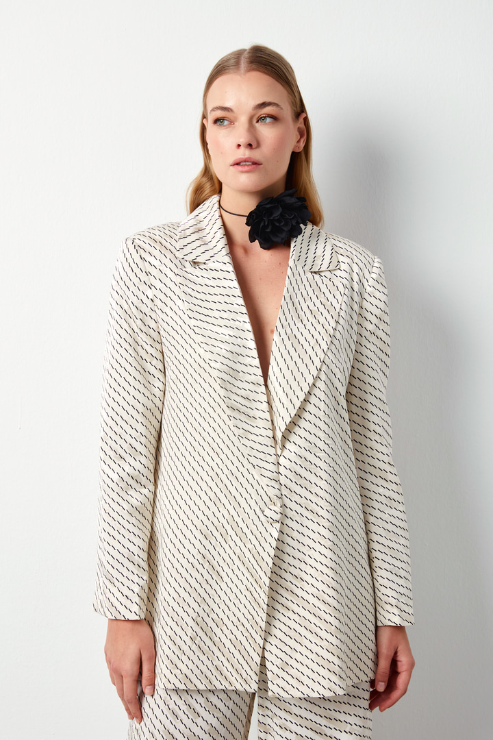 Çizgi Desenli Ceket - BEJ