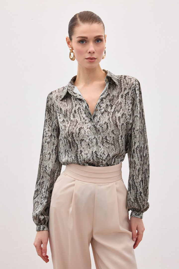 Desenli Gömlek - Kahve