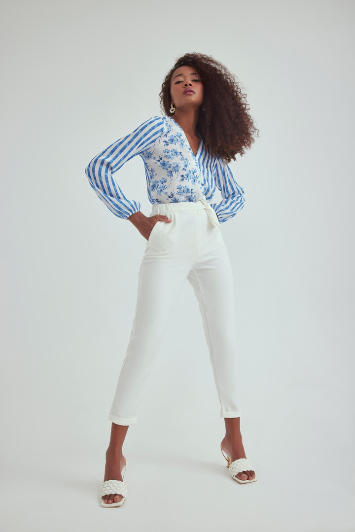 Duble paça havuç pantolon - EKRU