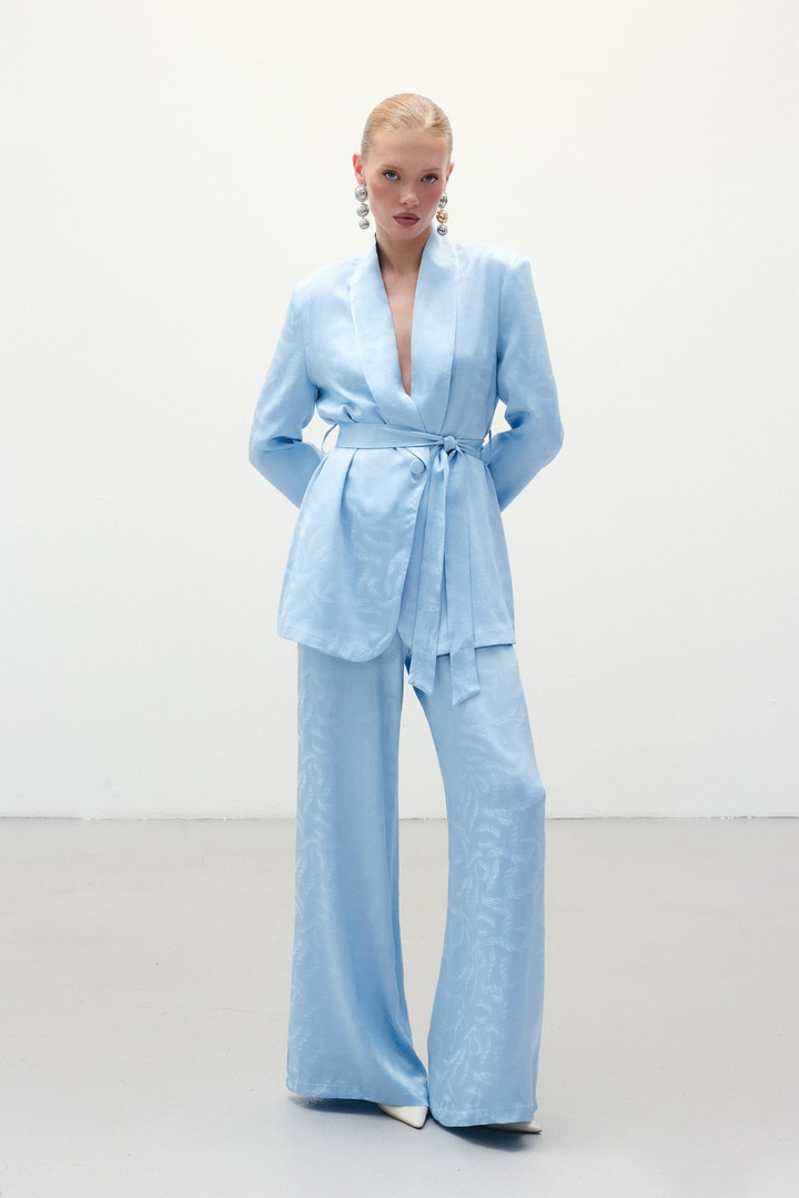 Jakar Saten Pantolon - Mavi