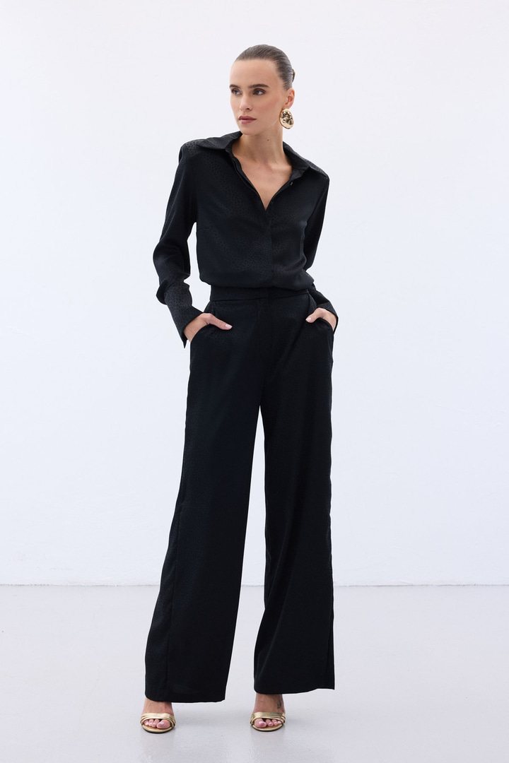 Jakarlı Pantolon - Siyah