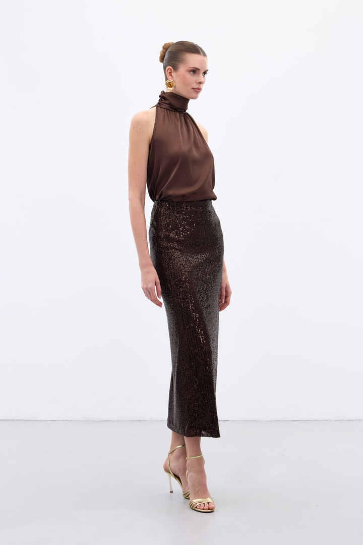 Karolin Midi Etek - Kahve