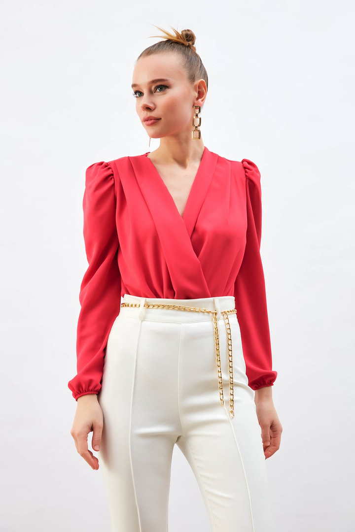 Kruvaze Vatkalı Bodysuit - MERCAN