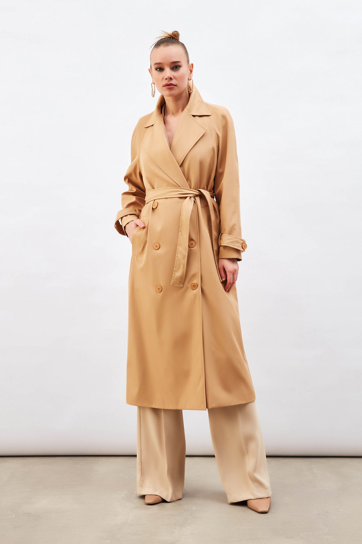 Kuşaklı Uzun Trenç - BEJ