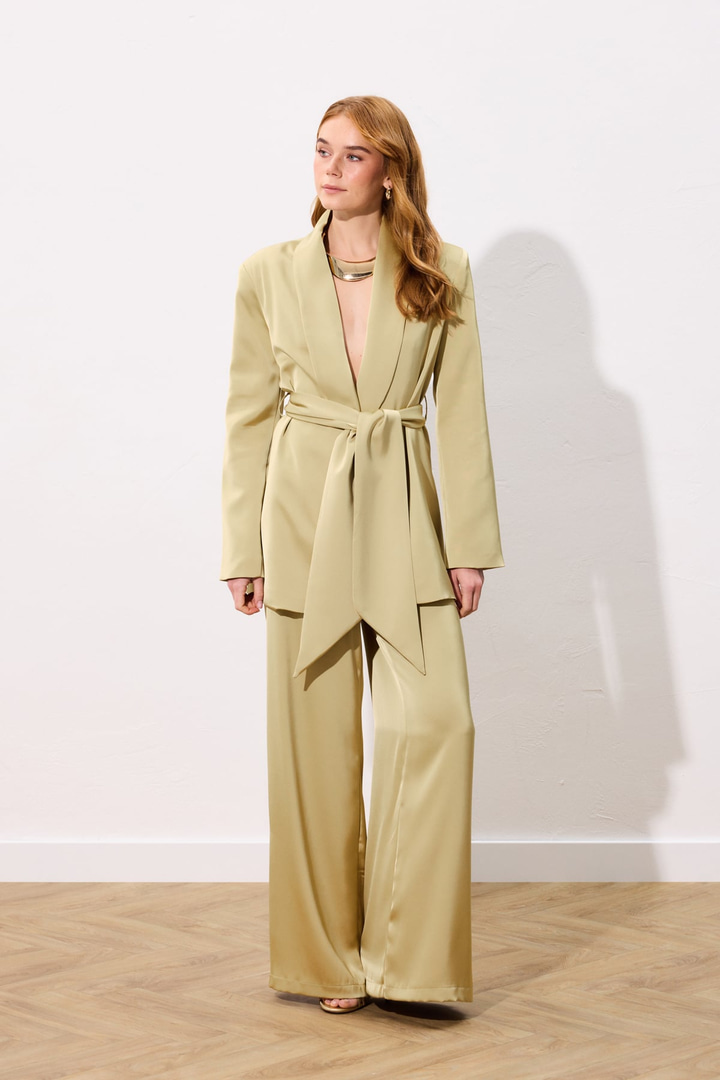 Saten Pantolon - Olive