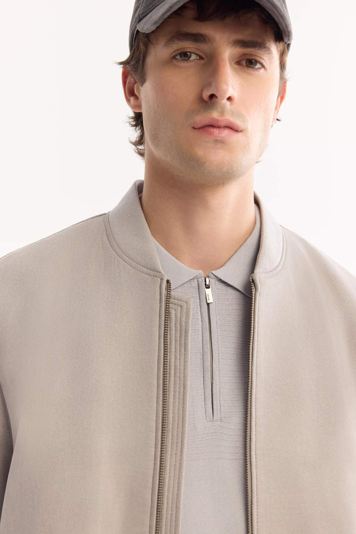 Açık Gri Bomber Yaka Süet Dokulu Mevsimlik Mont