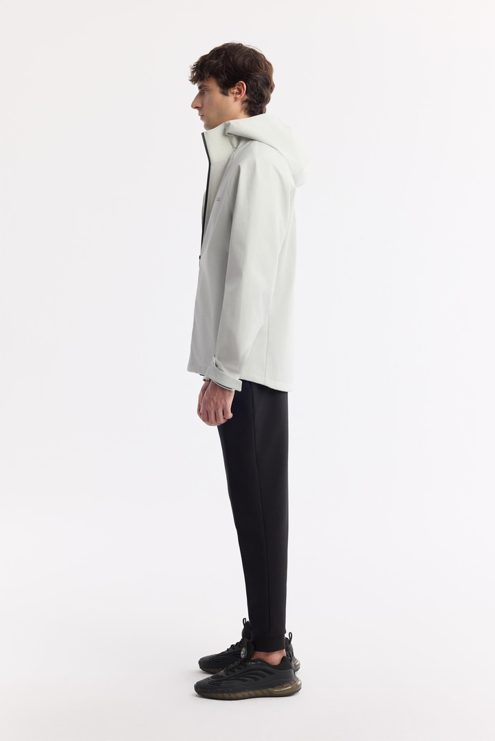 Açık Gri Kapüşonlu Su İtici Rüzgar Geçirmez Mevsimlik Mont