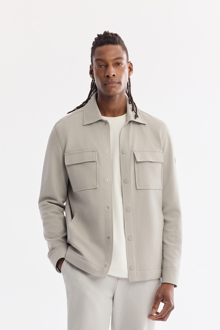 Açık Gri Klasik Yaka Pamuklu Kolay Ütülenen Gömlek Ceket