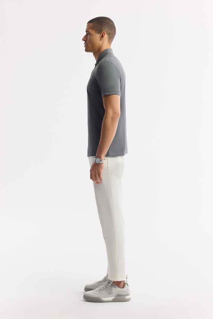 Antrasit Kıvrılmaz Polo Yaka %100 Pamuk Basic T-Shirt