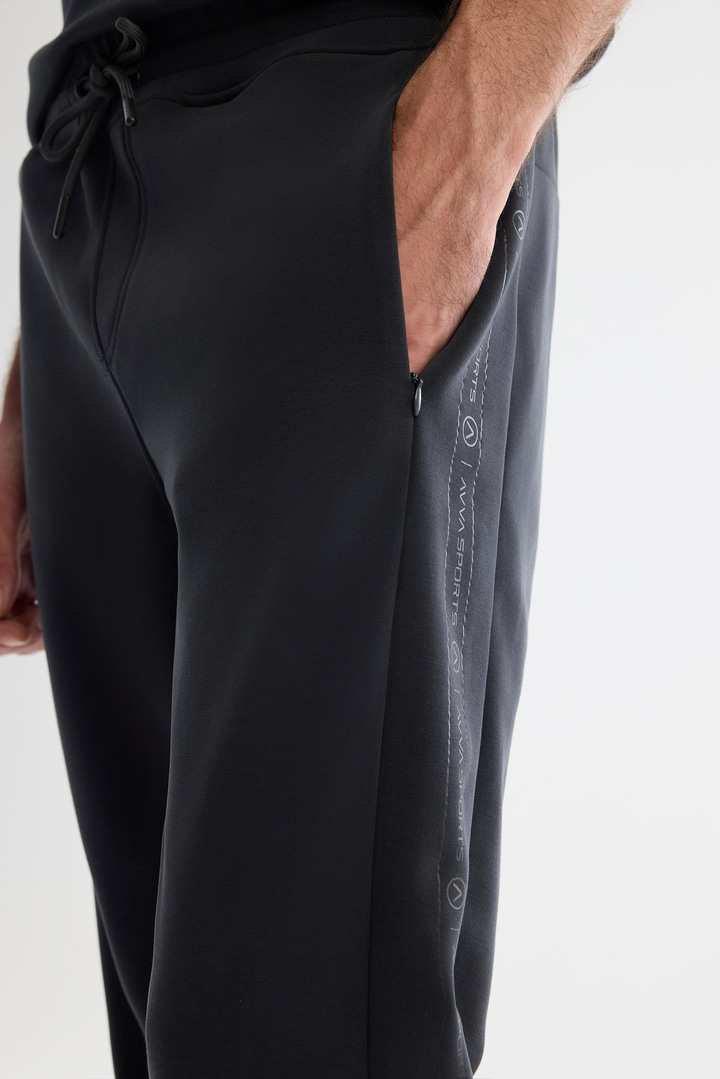 Antrasit Beli Lastikli Bağcıklı Soft Touch Eşofman Altı