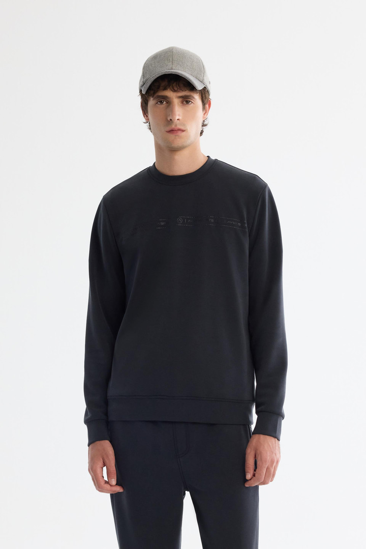 Antrasit Bisiklet Yaka Baskılı Soft Touch Sweatshirt