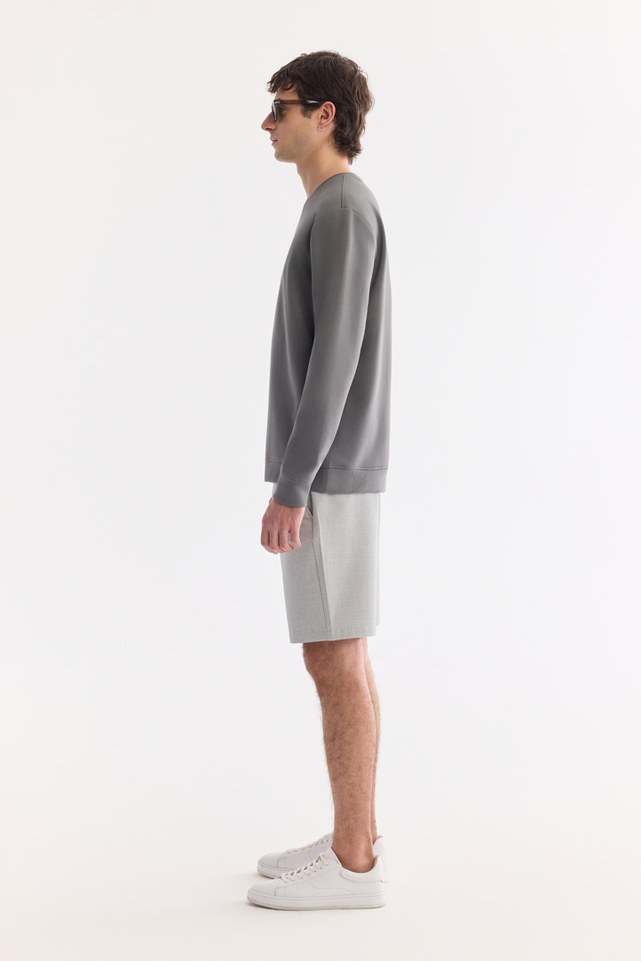 Antrasit Bisiklet Yaka Pamuklu Kolay Ütülenen Sweatshirt