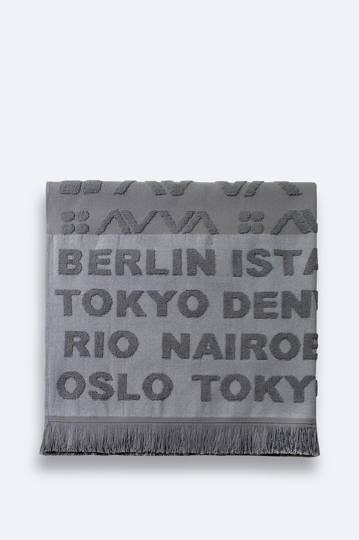 Antrasit Desenli %100 Pamuk Plaj Havlusu 