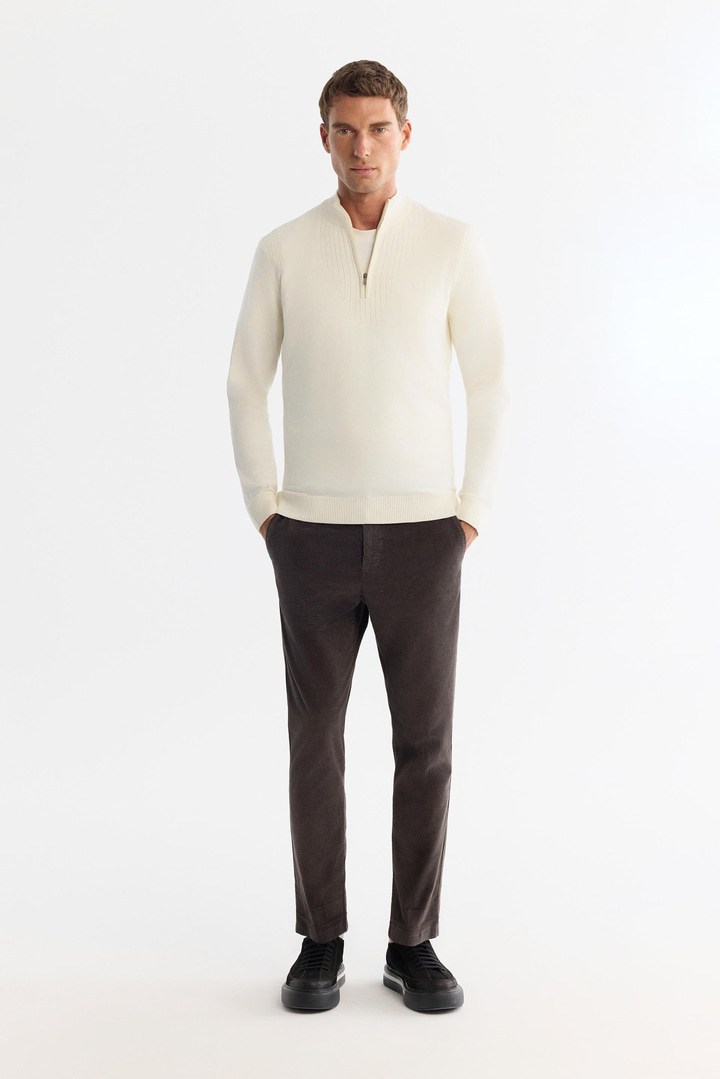 Antrasit Klasik Bel Pamuklu Kalın Fitilli Kadife Chino Pantolon
