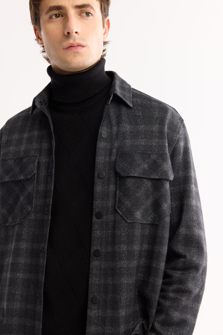 Anthracite Classic Collar Soft Touch Easy-Iron Checkered Shirt Jacket