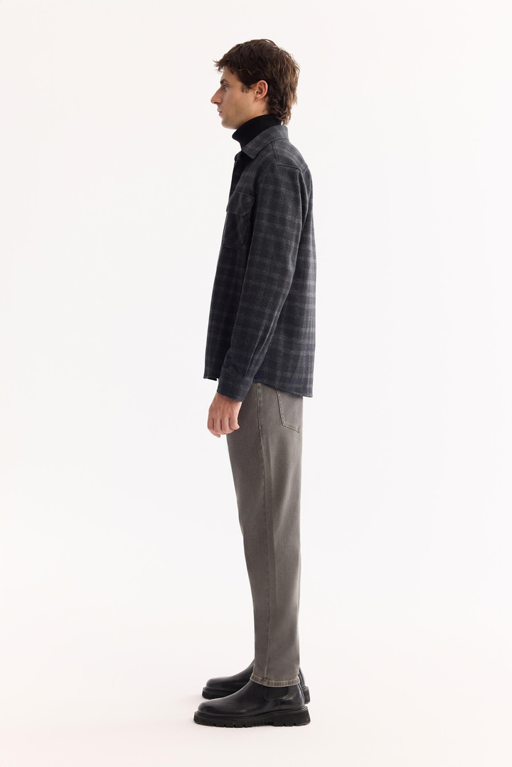 Anthracite Classic Collar Soft Touch Easy-Iron Checkered Shirt Jacket