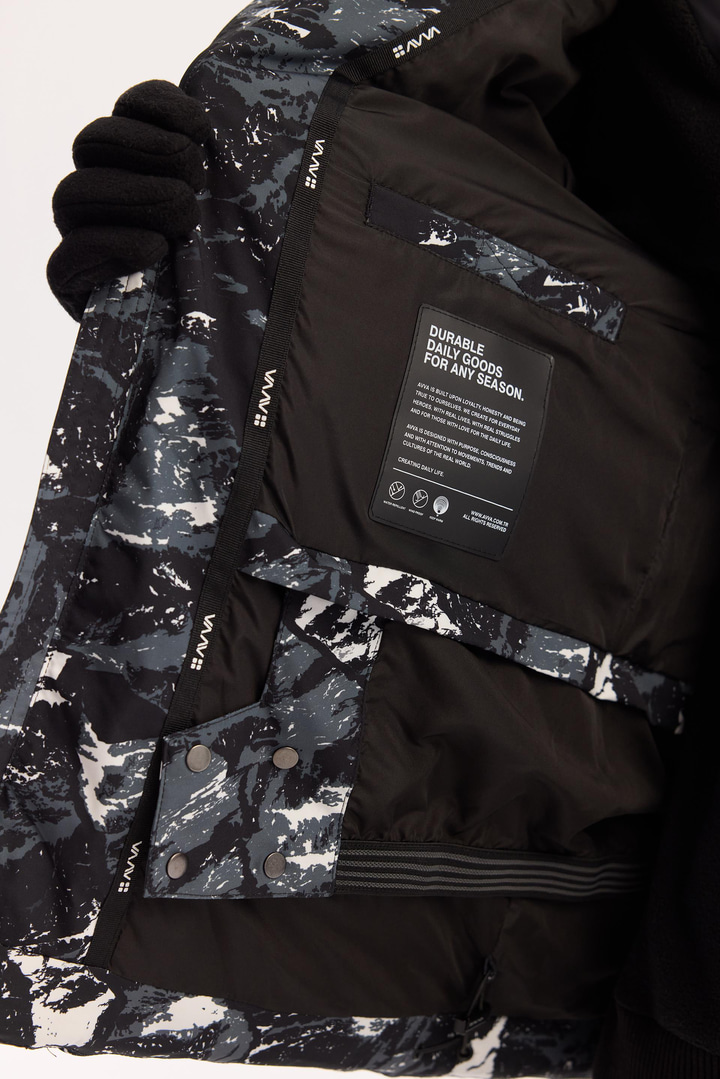 Siyah Kapüşonlu Su İtici Rüzgar Geçirmez -15 Dereceye Dayanıklı Kayak Montu