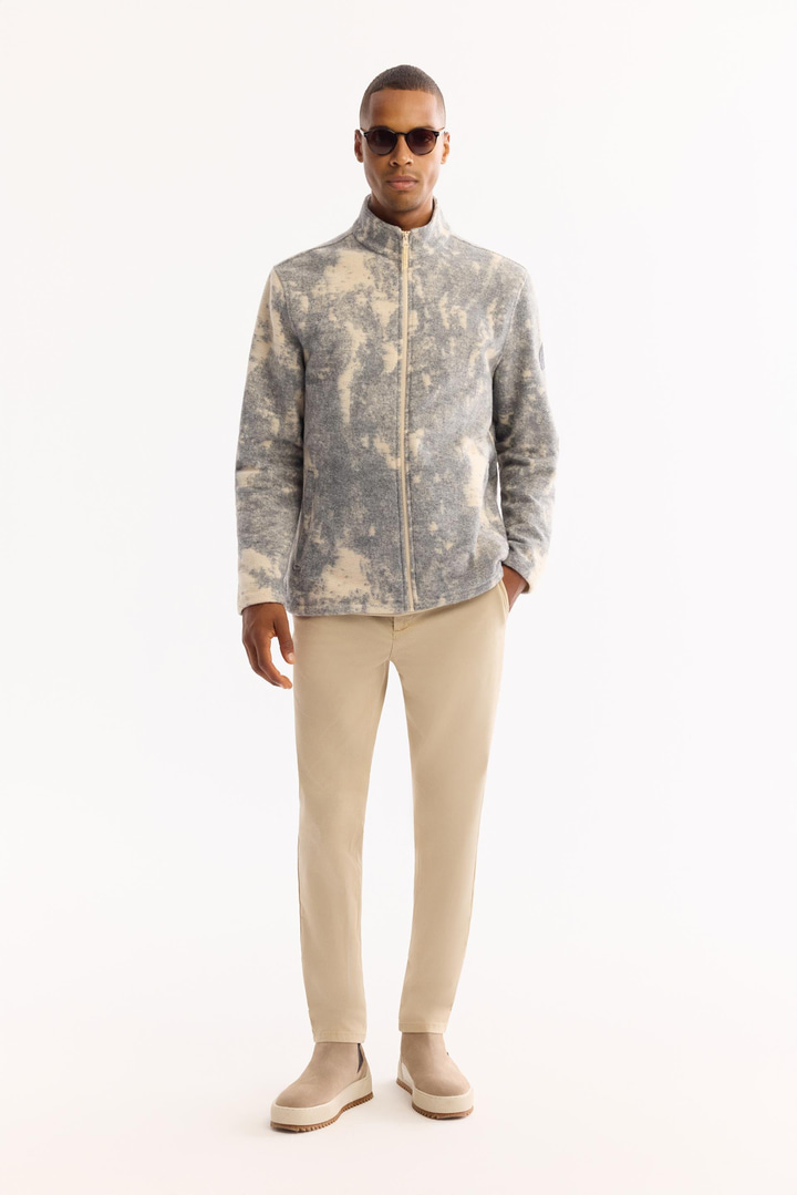 Antrasit Dik Yaka Fermuarlı Soft Touch Desenli Polar Sweatshirt