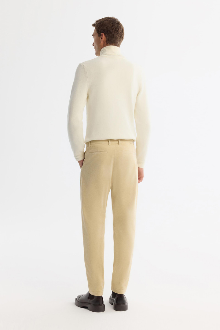 Bej Klasik Bel Pamuklu Kalın Fitilli Kadife Chino Pantolon