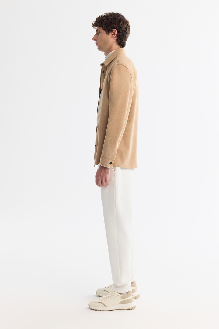 Bej Klasik Yaka Çıtçıtlı Süet Dokulu Mevsimlik Mont