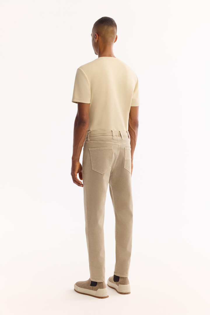 Bej Klasik Bel Pamuklu Parça Boya Yıkamalı Jean Pantolon