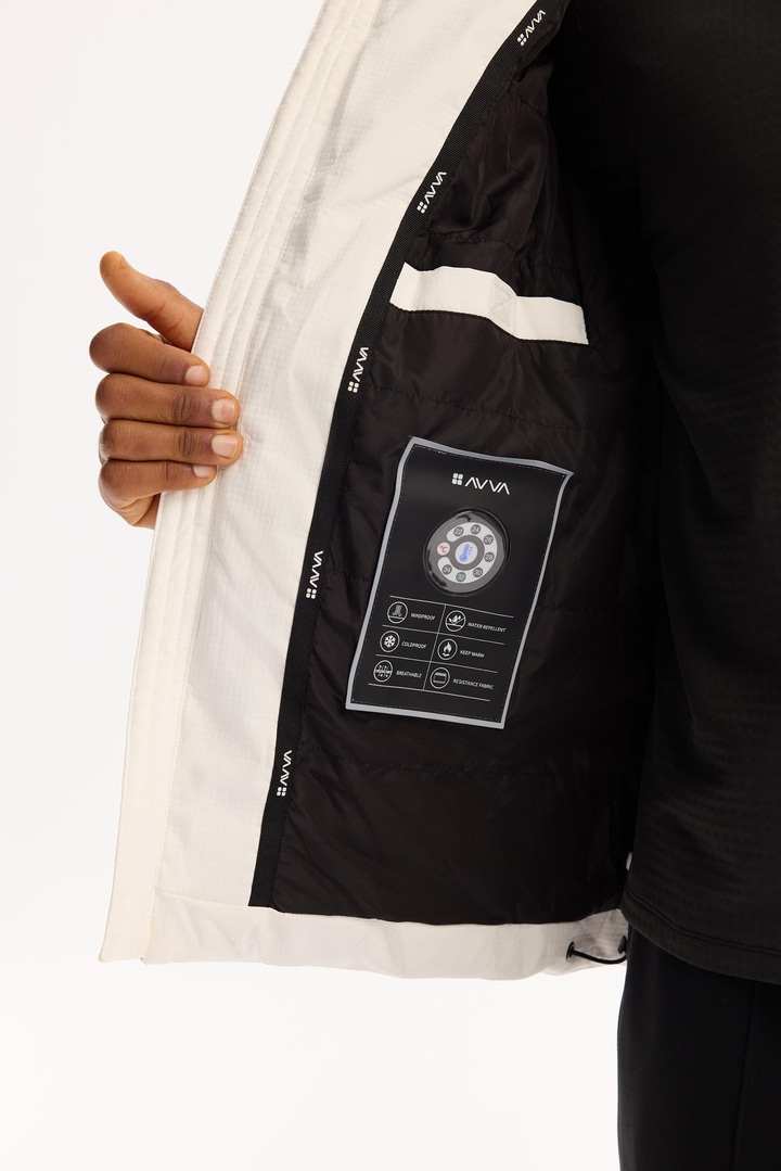 White Hooded Water Repellent Puffer Jacket Resistant to -7°C