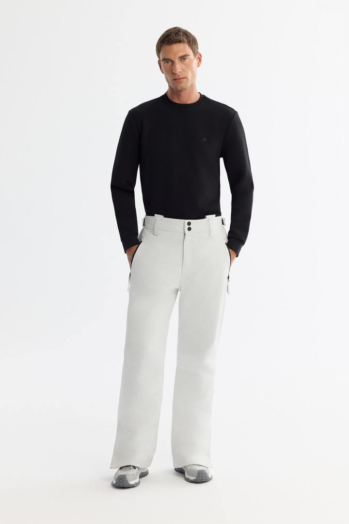 Beyaz Su İtici Rüzgar Geçirmez Paçası Çıtçıtlı Beli Ayarlanabilir Kayak Pantolonu