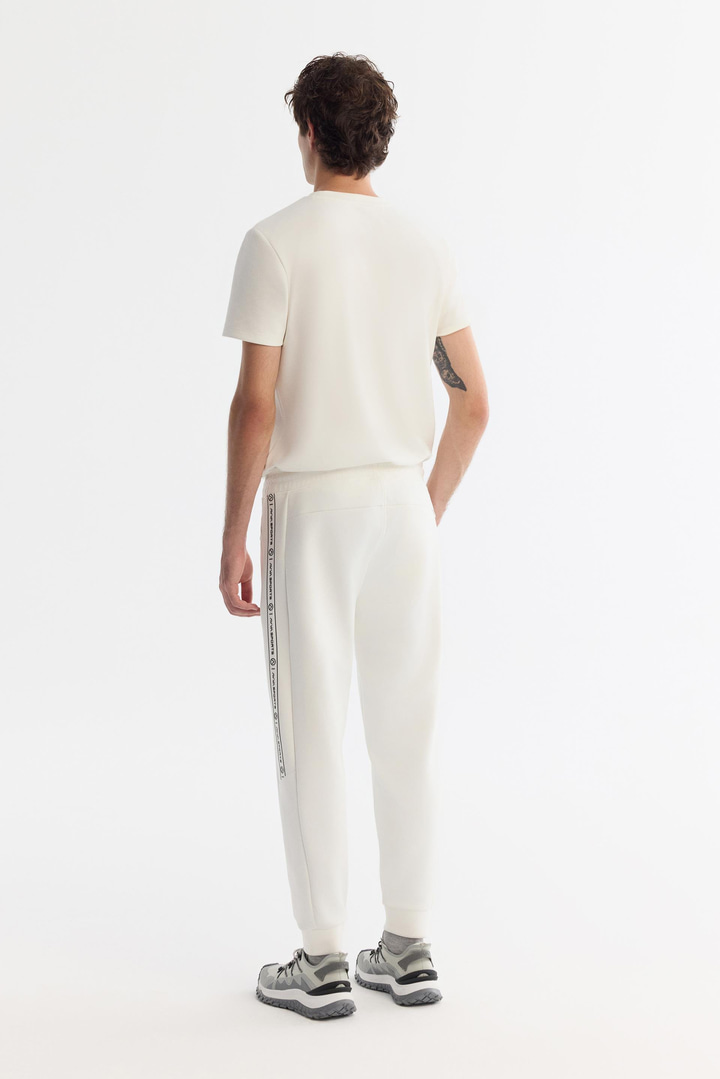 Ekru Beli Lastikli Bağcıklı Elastan Eşofman Altı