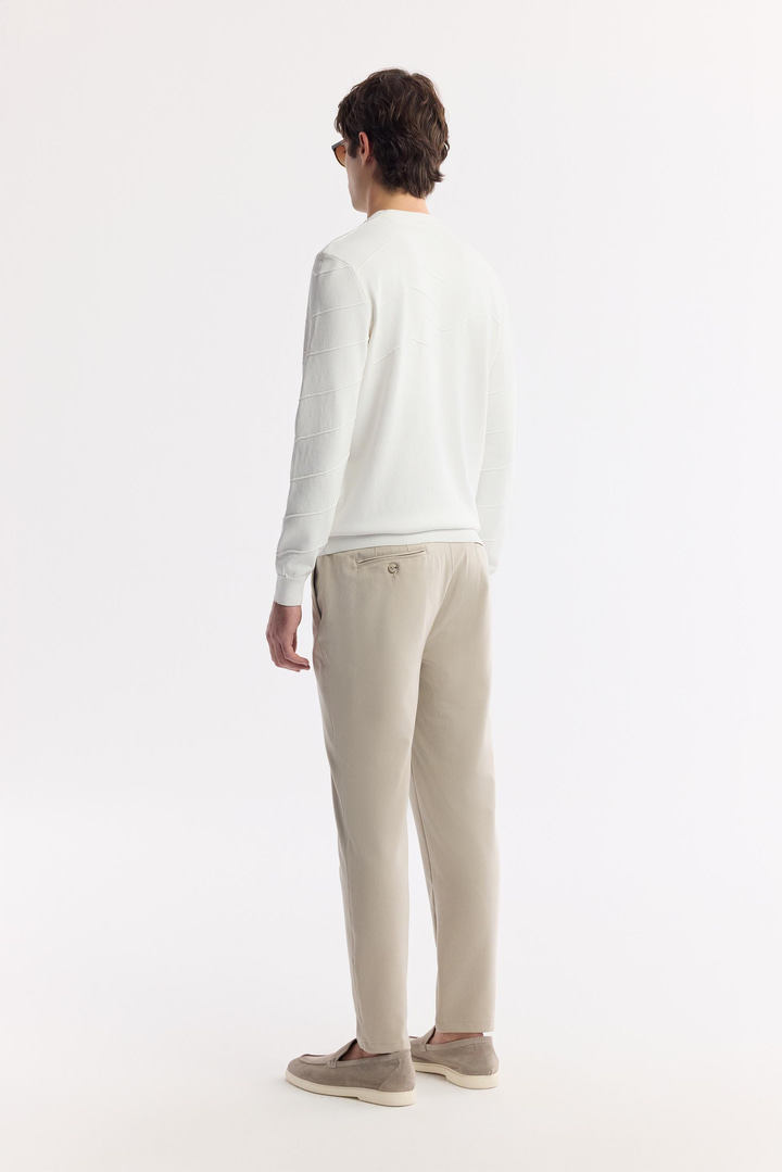 Ekru Bisiklet Yaka Dokulu Rayon Tüylenmeyen Triko Kazak