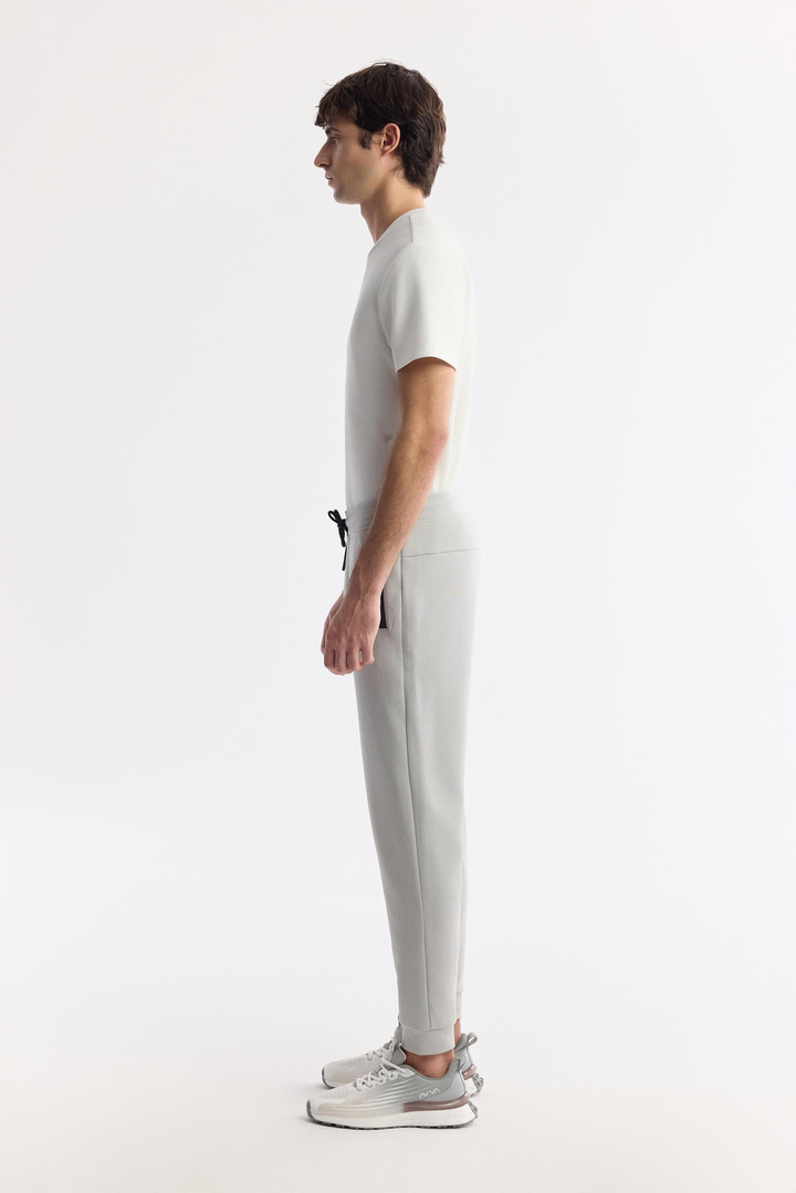 Gri Beli Lastikli Bağcıklı Bi-Stretch Eşofman Altı