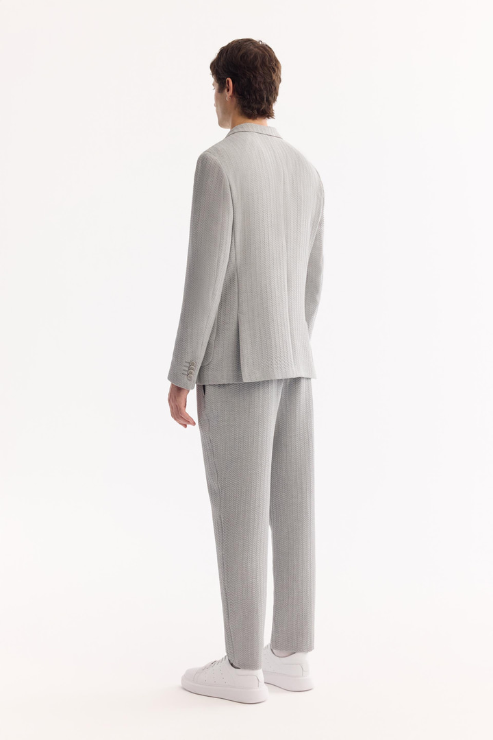 Gri Mono Yaka Bi-Stretch Hafif Dokulu Blazer Ceket