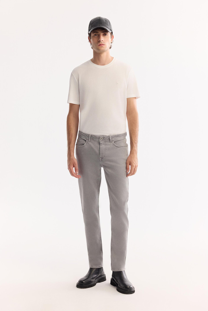 Gri Klasik Bel Parça Boya Pamuklu Yıkamalı Jean Pantolon