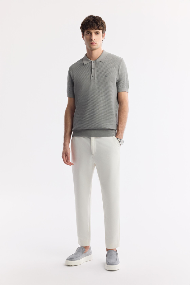 Gri Polo Yaka Viskon Karışımlı Basic Triko T-Shirt