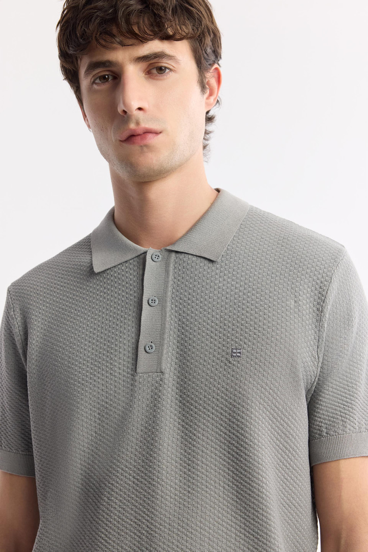 Gri Polo Yaka Viskon Karışımlı Basic Triko T-Shirt