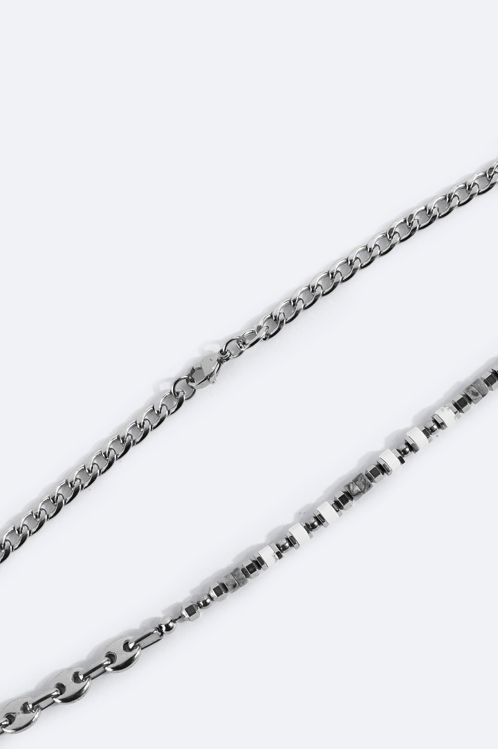 Gri  %100 Çelik Kolye