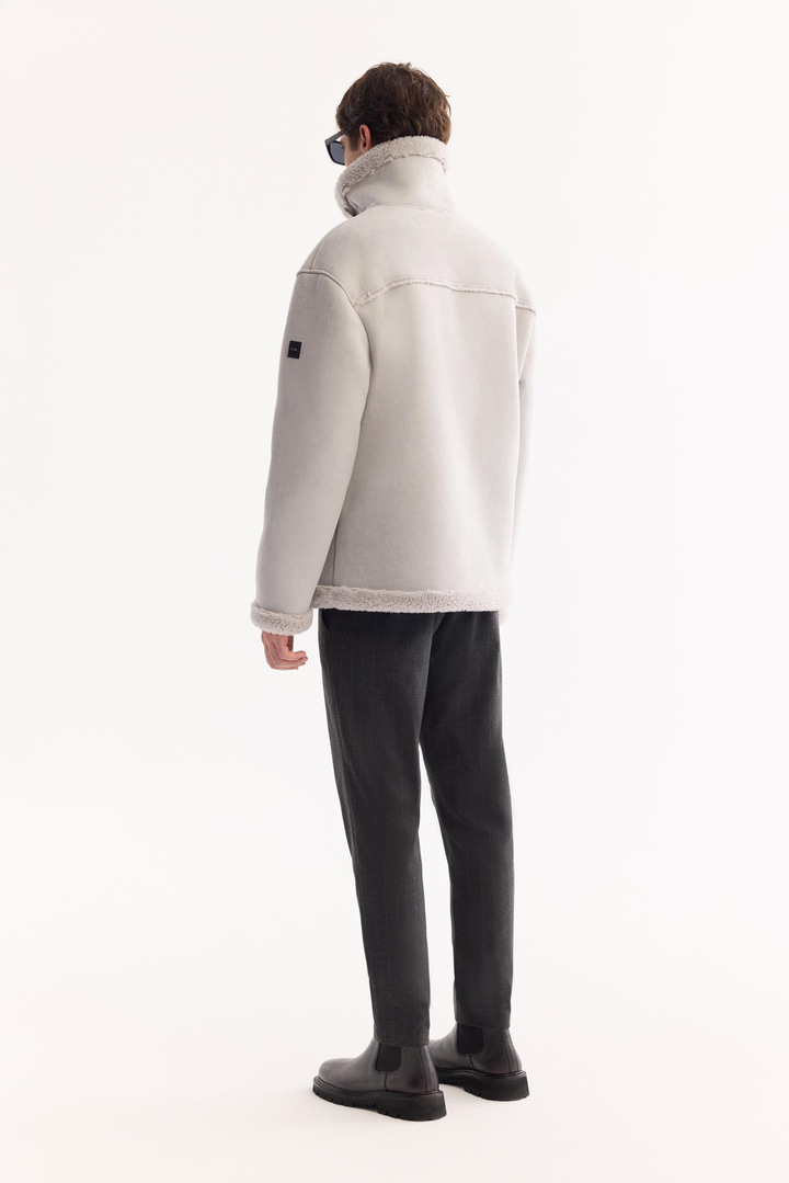 Gri Kürklü Yaka Napa Mont