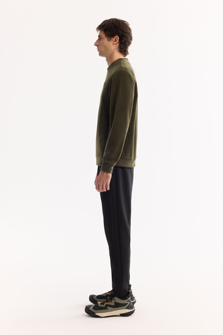 Haki Bisiklet Yaka Soft Touch Baskılı Polar Sweatshirt